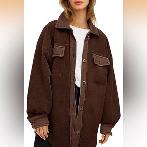 Womens Oversized Shacket with Pockets